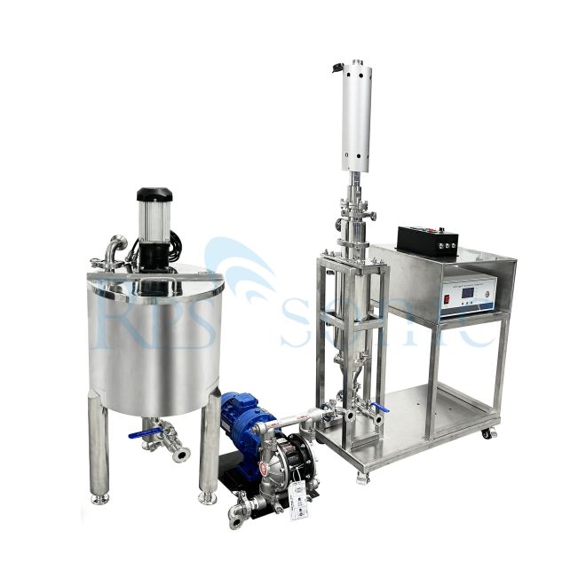 Ultrasonic degassing and defoaming processor for cosmetic liquids