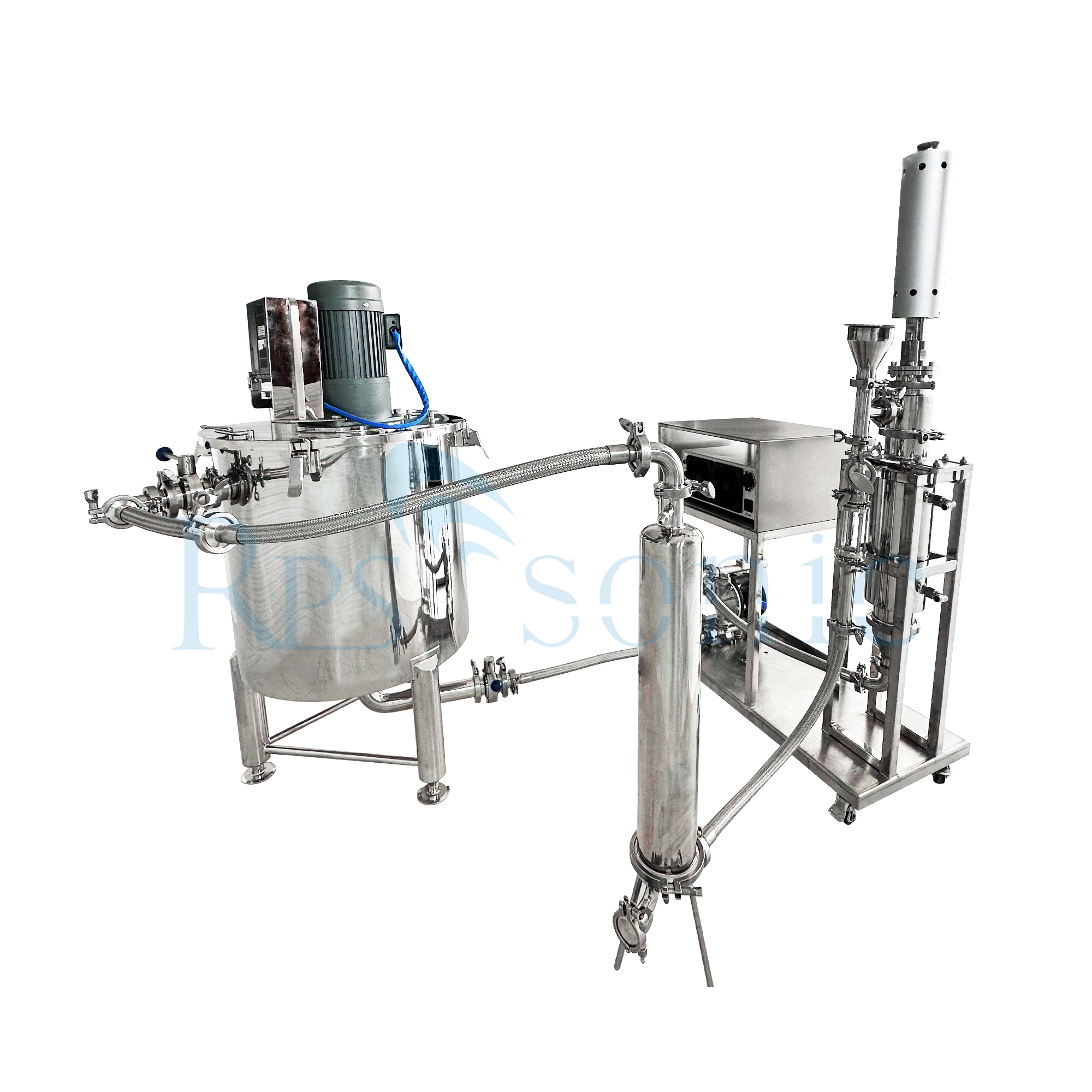 Ultrasonic flow cell homogenizer for CBD oil extraction with 100L tank Ultrasonic flow cell homogenizer for CBD oil extraction with 100L tank