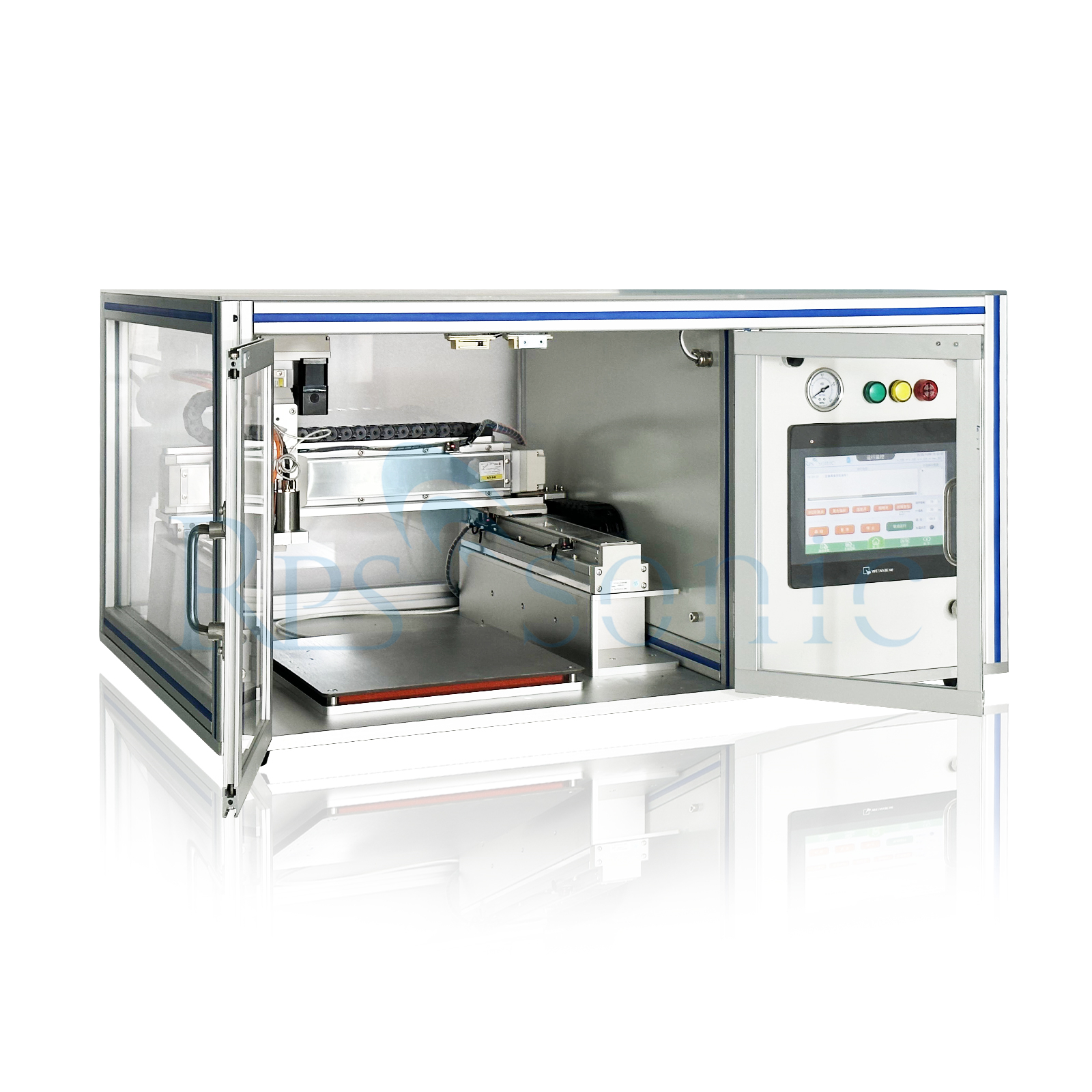 Bench-top automatic ultrasonic spray coating machine atomize liquid into micron size