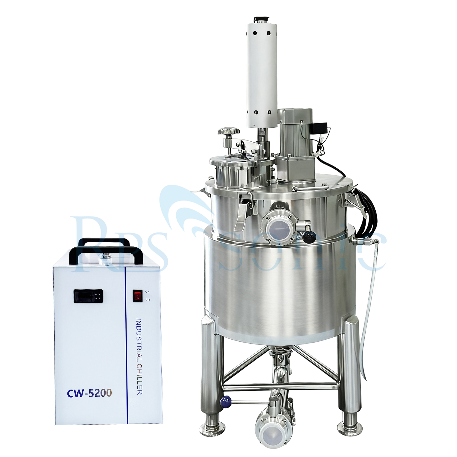 Industrial ultrasonic homogenizer with 30L tank for mushroom extraction