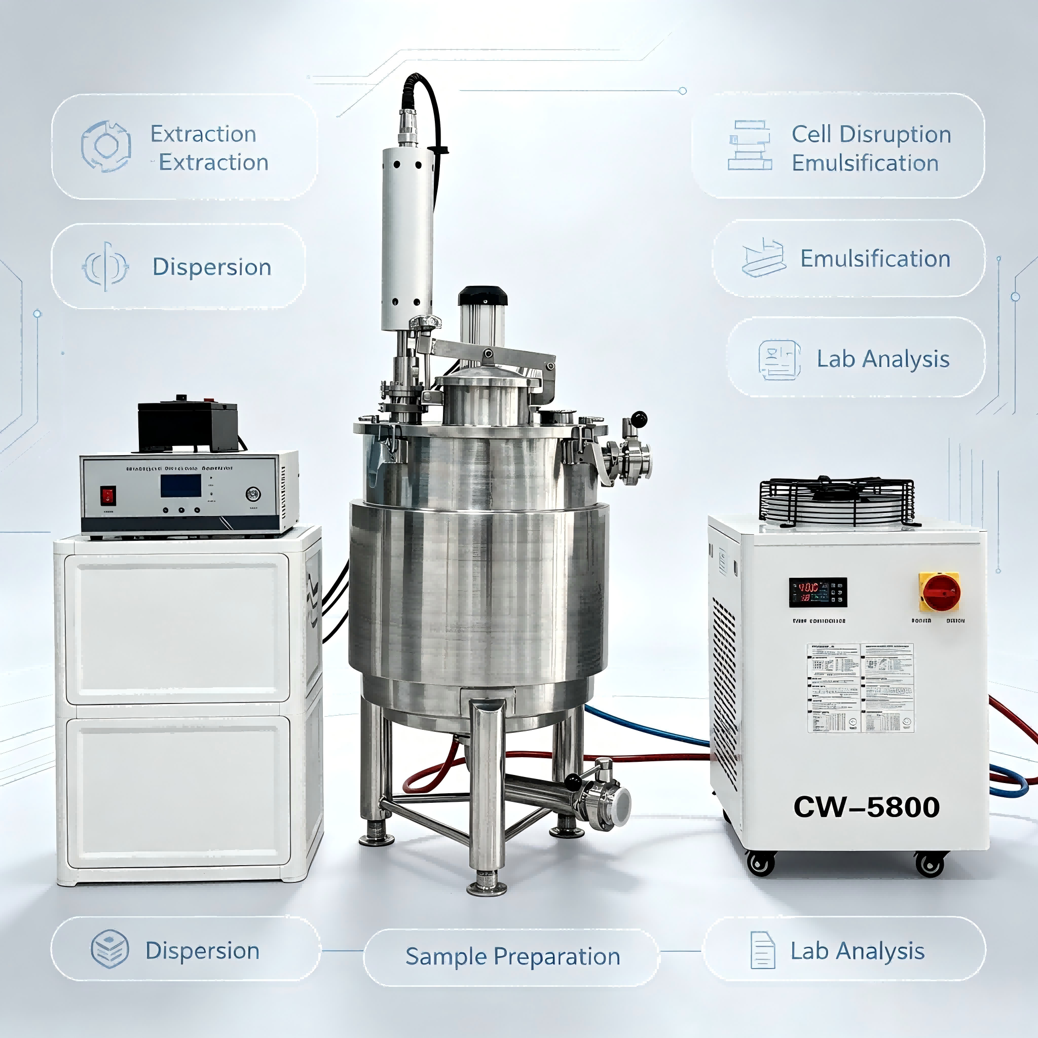 Ultrasonic exraction machine 30Liters reactor with titanium alloy probe 3000w ultrasonic homogenzier Ultrasonic exraction machine 30Liters reactor with titanium alloy probe 3000w ultrasonic homogenzier