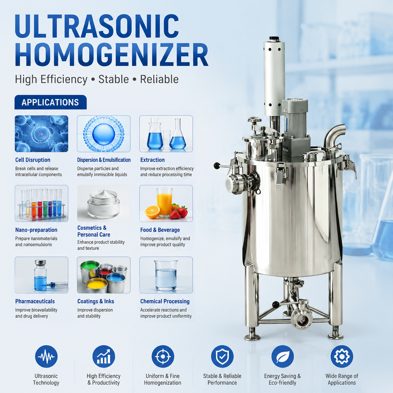 Ultrasonic exraction machine 30Liters reactor with titanium alloy probe 3000w ultrasonic homogenzier