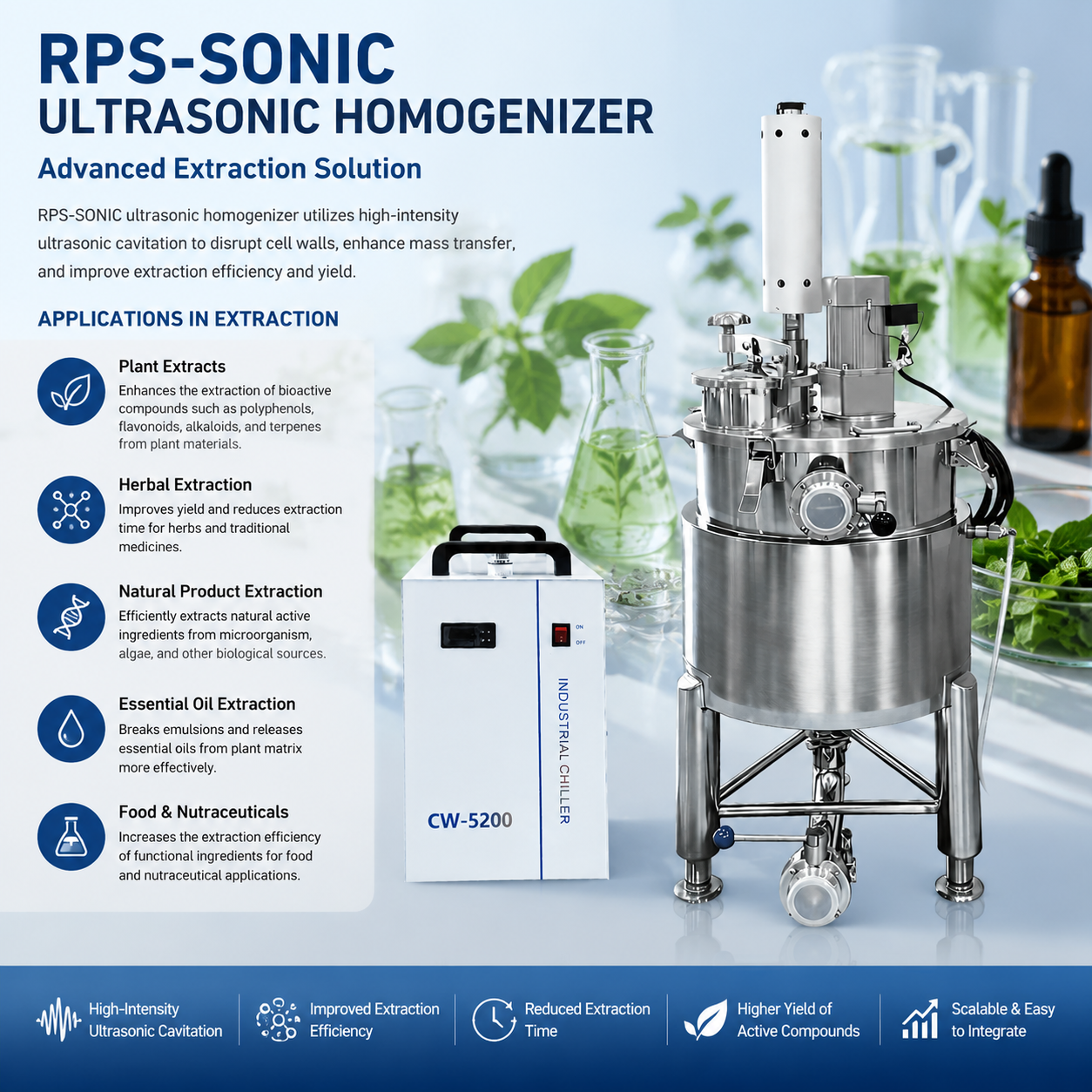 Ultrasonic exraction machine 30Liters reactor with titanium alloy probe 3000w ultrasonic homogenzier Ultrasonic exraction machine 30Liters reactor with titanium alloy probe 3000w ultrasonic homogenzier